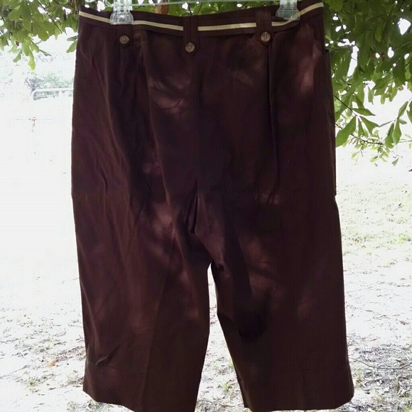 White Stag Brown  Belted Capri Pants - Picture 2 of 2